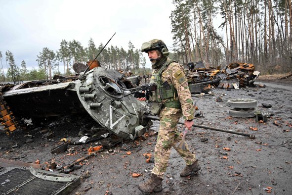 Ukraine Video Shows Russian Armored Vehicles Decimated in Strikes