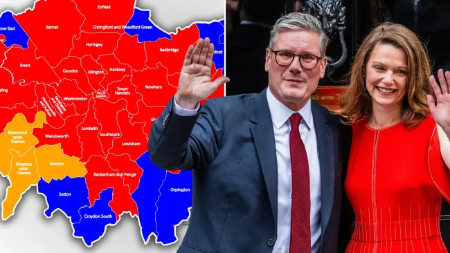 Map shows how London voted in the General Election and became a sea of red