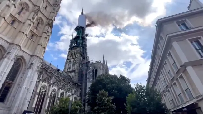 Fire breaks out in spire of famous Notre Dame cathedral in northern France