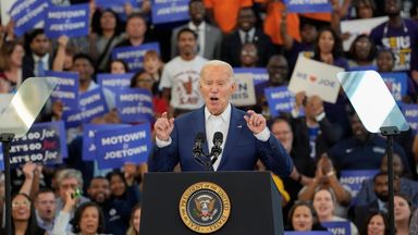 Joe Biden declares 'I am running and we're going to win' in boisterous election rally