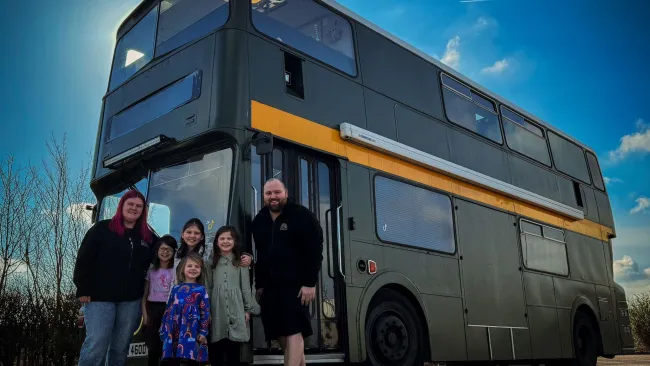 We’re a family of six who live on a bus — we’ve saved £20,000 in three years