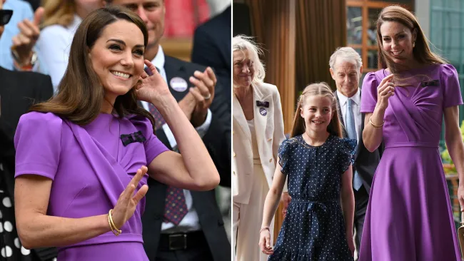 Kate Middleton stuns in purple at Wimbledon, wearing elegant £1,295 Safiyaa dress