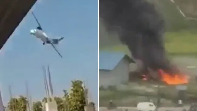 Plane crashes during takeoff and bursts into flames