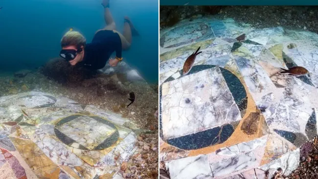 Archaeologists discover beautiful marble floor in an ancient sunken city