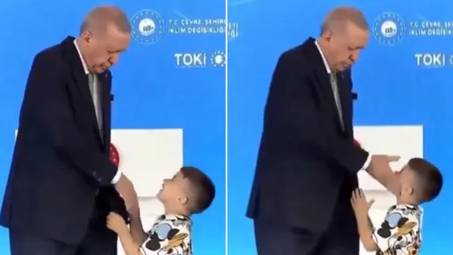 Turkish president Erdogan slaps a child for not kissing his hand