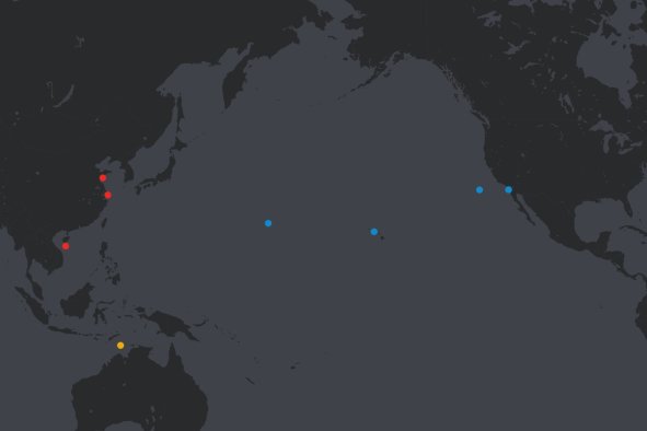 Map Shows U.S. and China's Aircraft Carriers in Pacific This Week