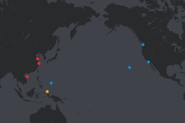 Map Shows U.S. and China's Aircraft Carriers in Pacific This Week