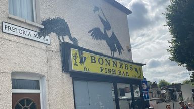 Fifth Banksy mural in five days appears above chip shop in London's Walthamstow