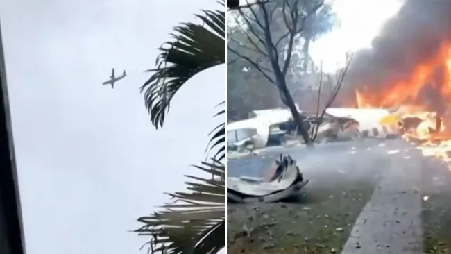 Plane carrying 62 people crashes while flying over city