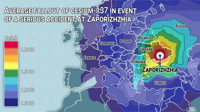 Map reveals nuclear fallout that would happen if Europe’s biggest plant explodes