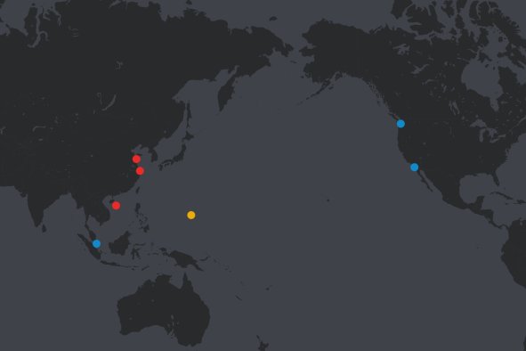 Map Shows U.S. and China's Aircraft Carriers in Pacific This Week