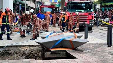 Malaysia sinkhole: Woman missing after pavement collapses in Kuala Lumpur