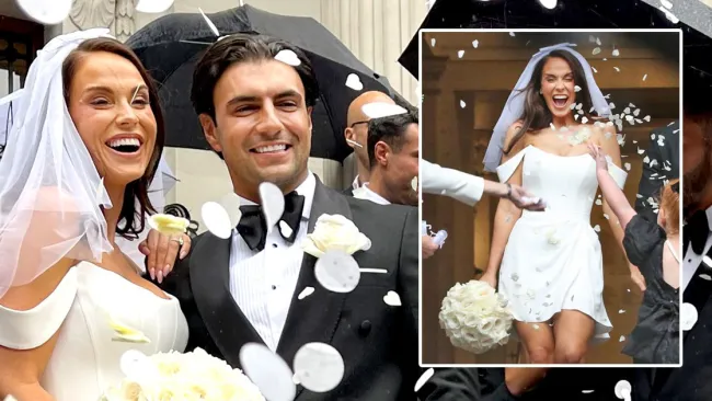 Vicky Pattison beams as she ties the knot with partner Ercan Ramadan in town hall wedding