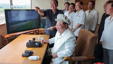 North Korean leader Kim Jong Un grins at 'successful testing of suicide drones'