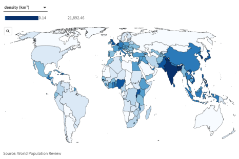 Map Shows World by Population Density