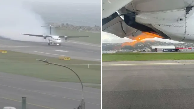 Passenger plane catches fire just seconds before touching down