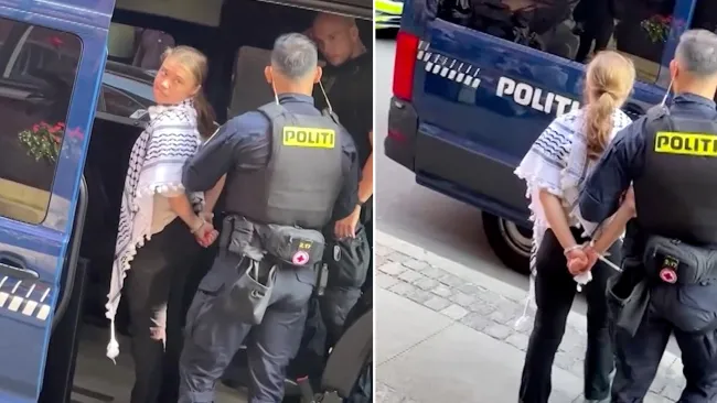 Greta Thunberg arrested and handcuffed at Pro-Palestine protest