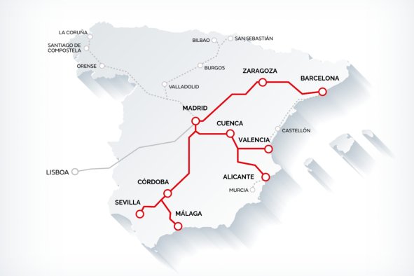 âââââââMap Shows Spain's New High-Speed Rail Route