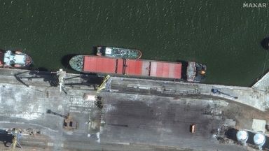 Russian ship captured in satellite image 'delivering ballistic missiles from Iran'