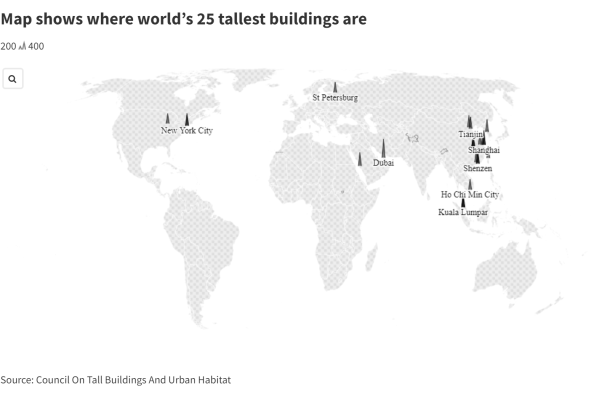 Map Shows Where World's Tallest Buildings Are