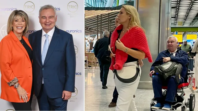 Eamonn Holmes, 64, returns to UK with girlfriend, 42, after Ruth Langsford ‘hires fierce divorce lawyer’