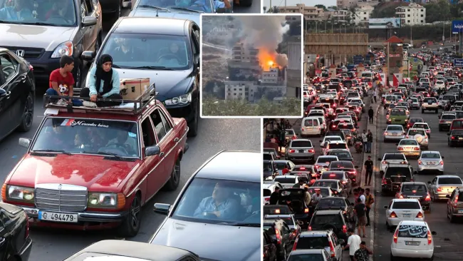 Thousands clog roads desperately trying to flee firing line in southern Lebanon