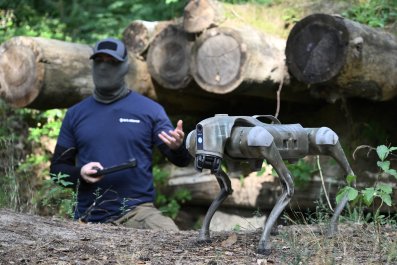 Video Shows Ukraine's New Drone-Dropped Robot Dog in Action