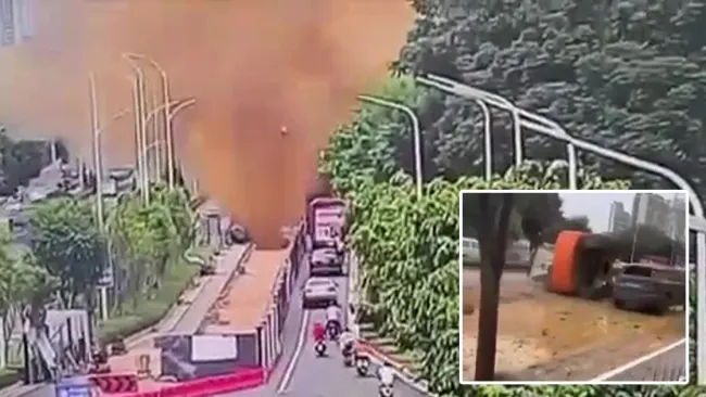 Drivers ‘drenched in poo’ after human waste geyser explodes 33ft into the air