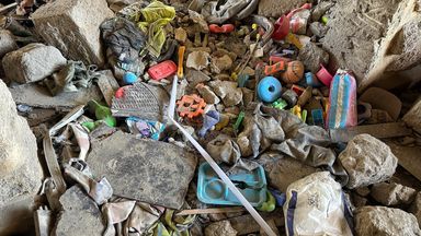 Children's toys in rubble of deadly apartment block strike in Lebanon